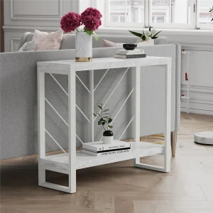 Brielle | Console tafel met 1 Plank in Wit Marmerlook