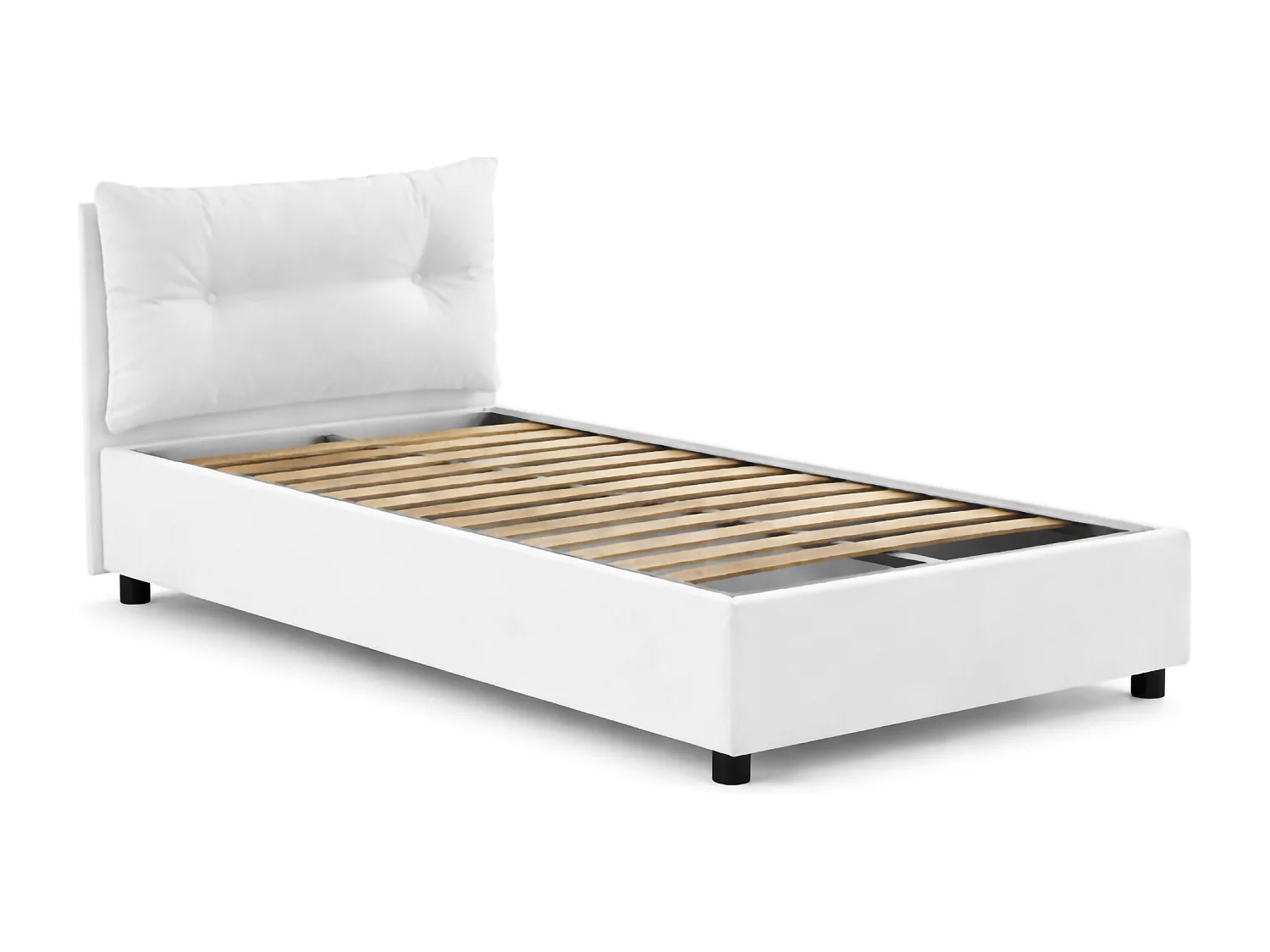Daais eenpersoonsbed, Opbergbed met stoffen bekleding, 100% Made in Italy, Opening aan de voorkant, geschikt voor matras van 80x190 cm, Wit