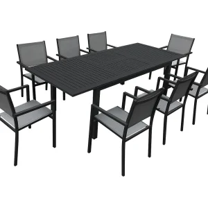 CAPRI grijs textilene uittrekbare tuinset 8 zitplaatsen – aluminium antraciet CAPRI grijs textilene uittrekbare tuinset 8 zitplaatsen – aluminium antraciet