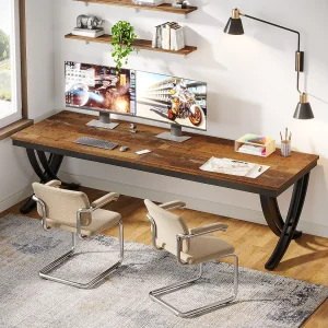 Bureau voor twee personen, extra lang bureau van 200 cm, groot tweepersoonsbureau