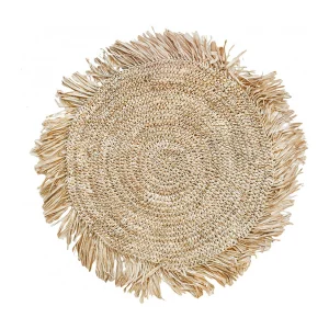 De Fringe Raffia Placemat Rond – Natuurlijk De Fringe Raffia Placemat Rond – Natuurlijk
