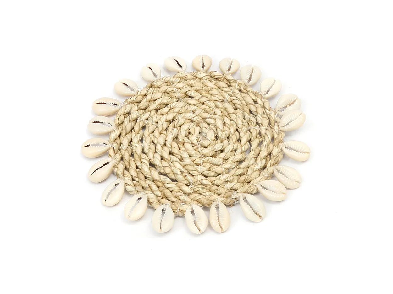De Raffia Shell Onderzetter - Natuurlijk