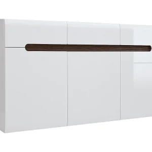 Darrel 3-deurs dressoir met 3 laden Wit laqué en hout Darrel 3-deurs dressoir met 3 laden Wit laqué en hout