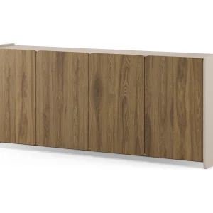 Crème/chêne buffetkast met 4 deuren, 180 x 80 cm Crème/chêne buffetkast met 4 deuren, 180 x 80 cm