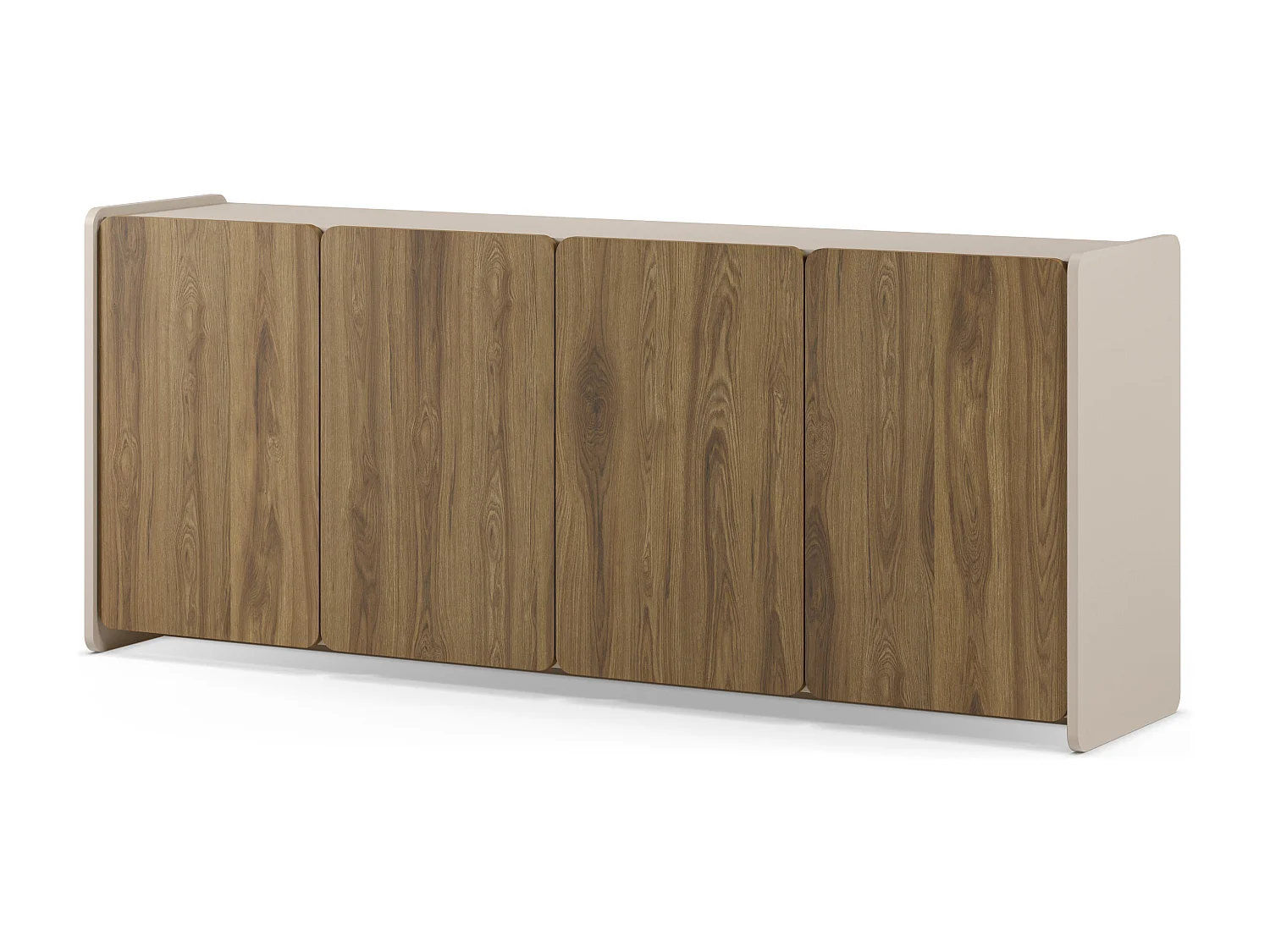 Crème/chêne buffetkast met 4 deuren, 180 x 80 cm