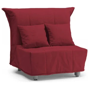 Dabargi slaapbank, enkele bank, 100% Made in Italy, woonkamerfauteuil met trolley-opening, in gewatteerde stof, inclusief kussens, 85x90h85 cm, rood