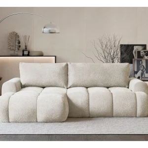 Converteerbare hoekbank – crème bouclé – linkerkant – OMBO MINI Converteerbare hoekbank – crème bouclé – linkerkant – OMBO MINI
