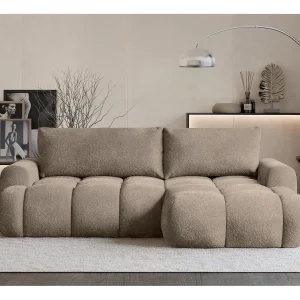 Converteerbare hoekbank – donkerbeige bouclé – rechterkant – OMBO MINI Converteerbare hoekbank – donkerbeige bouclé – rechterkant – OMBO MINI