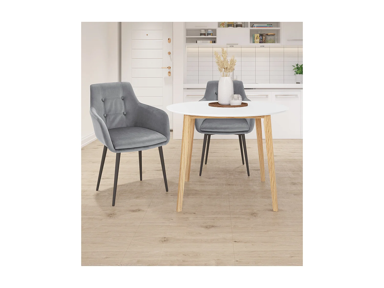 Coco Tafel Ø105 - Wit Natuur