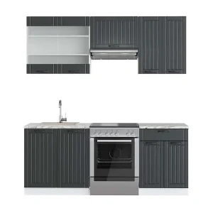 Complete keukeneenheid antraciet landhuis/wit 200x60x81.6 fame-line Complete keukeneenheid antraciet landhuis/wit 200x60x81.6 fame-line