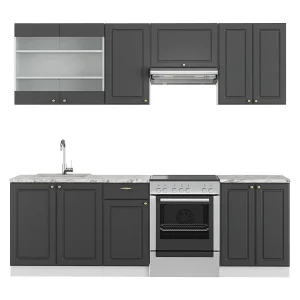 Complete keukeneenheid antraciet-goud/wit 240x60x81.6 fame-line Complete keukeneenheid antraciet-goud/wit 240x60x81.6 fame-line