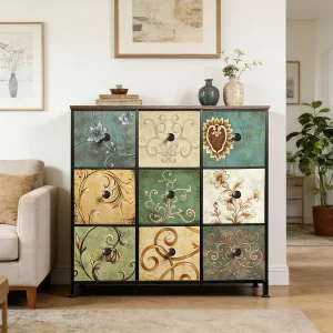 Commode met 9 laden, een grote opbergkast voor in de kledingkast, woonkamer, kinderkamer of hal