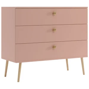 Commode NATURA 100 cm Poederroze met 3 laden Commode NATURA 100 cm Poederroze met 3 laden