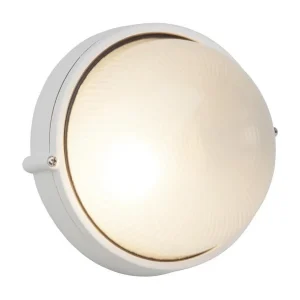 Buitenwandlamp BRILLIANT Silvester wit van metaal en glas, E27 max 60W, IP44, klassiek design
