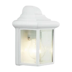 Buitenwandlamp BRILLIANT NISSIE wit metaal en glas E27 40W IP44, tijdloze klassieke stijl