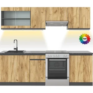 Complete keukeneenheid eik goud/antraciet 240x46x81.6 raul Complete keukeneenheid eik goud/antraciet 240x46x81.6 raul