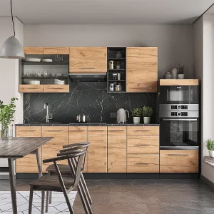 Complete keukeneenheid eik goud/antraciet 280x60x81.6 fame-line Complete keukeneenheid eik goud/antraciet 280x60x81.6 fame-line