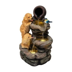 Cascade Buiten Waterornament Elektrisch Tuin Fontein LED Pomp Canine Creek
