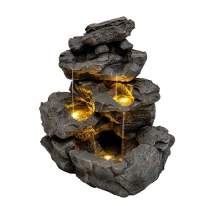 Cascade Buiten Waterornament Elektrisch Tuin Fontein LED Pomp Rustic Rapids