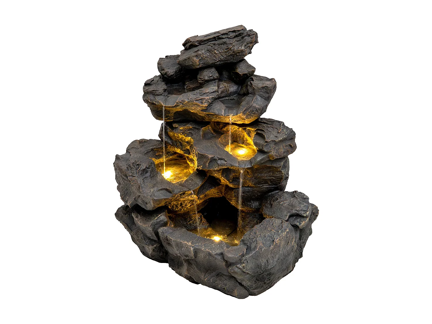 Cascade Buiten Waterornament Elektrisch Tuin Fontein LED Pomp Rustic Rapids