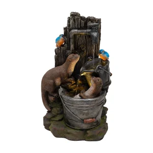 Cascade Buiten Waterornament Elektrisch Tuin Fontein LED Pomp Otter Oasis