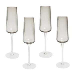 Set van 4 champagneglazen QUARTZ 230 ml Grijs Set van 4 champagneglazen QUARTZ 230 ml Grijs