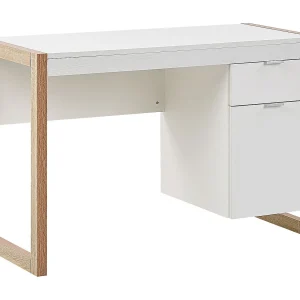 Bureau JOHNSON Bruin/wit 112 cm 50 cm met opbergruimte Bureau JOHNSON Bruin/wit 112 cm 50 cm met opbergruimte