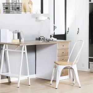 Bureau HEBER Bruin/wit 140 cm 60 cm met opbergruimte