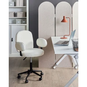 Bureaustoel Draaibaar MORAGA Bouclé Gebroken wit Bureaustoel Draaibaar MORAGA Bouclé Gebroken wit