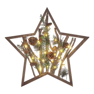 Decoratief figuur kerstster LED donkerhout DOKKA