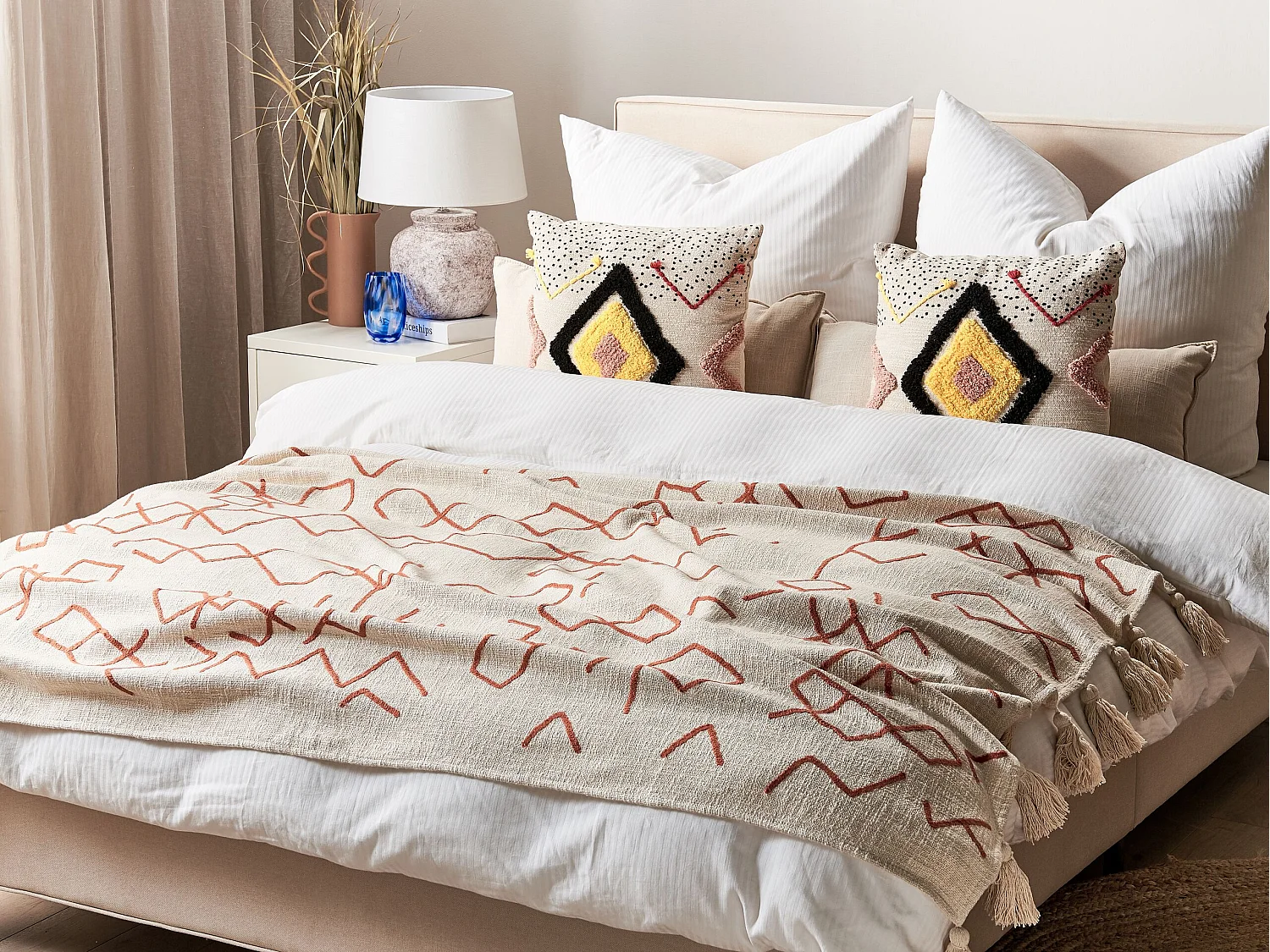Plaid BHIWANI Katoen 130 x 180 cm Beige