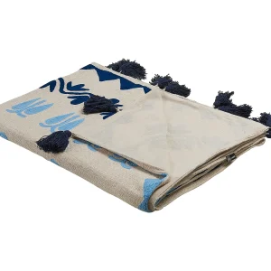 Deken beige/blauw 130 x 180 cm BHIND Deken beige/blauw 130 x 180 cm BHIND