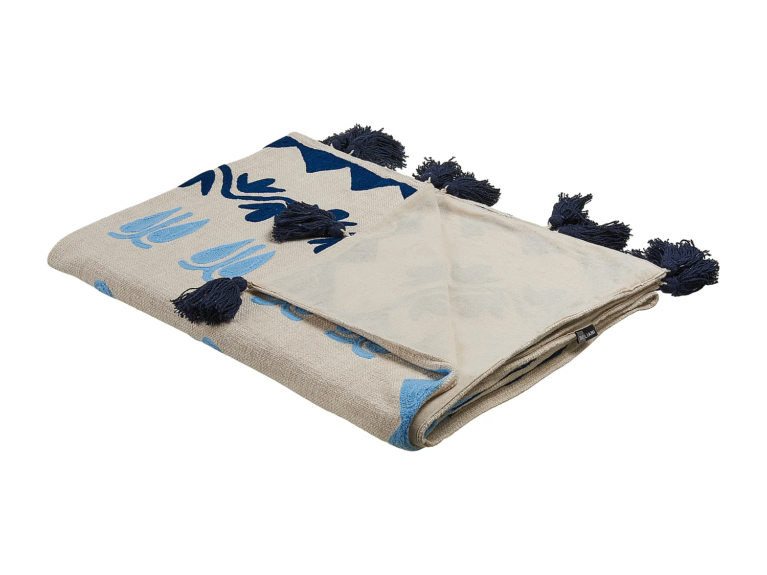 Deken beige/blauw 130 x 180 cm BHIND