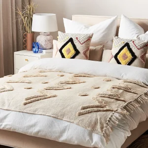 Plaid FATEHPUR Katoen 130 x 180 cm Beige