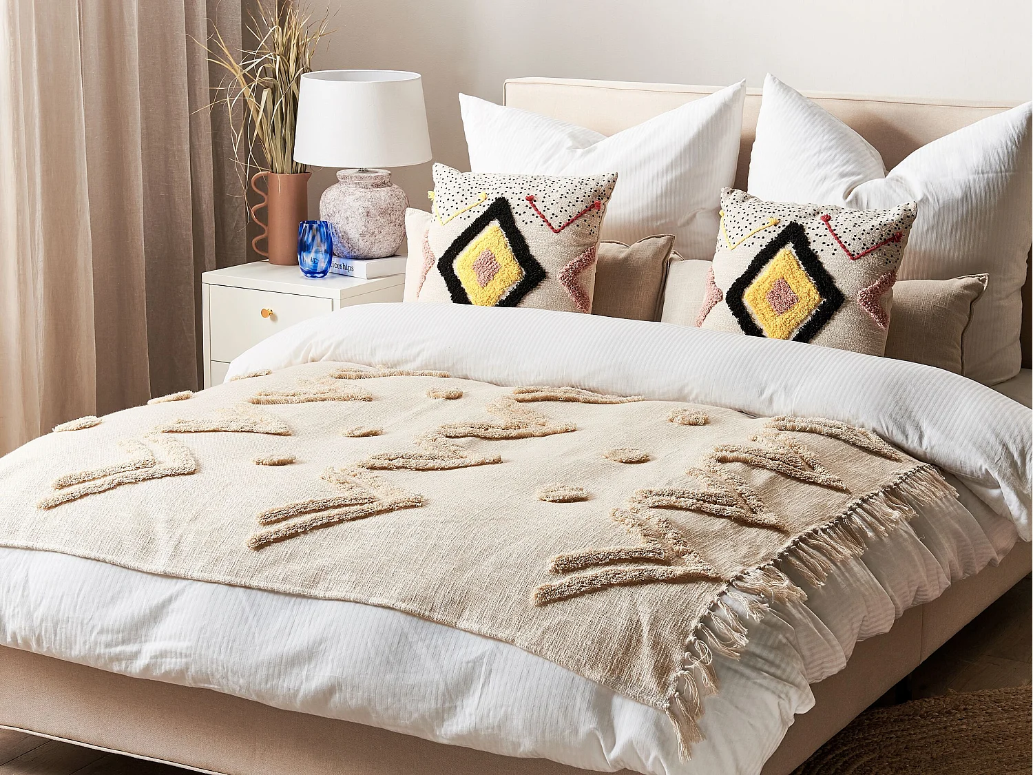 Plaid FATEHPUR Katoen 130 x 180 cm Beige