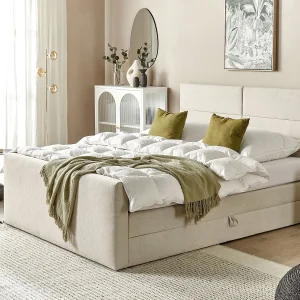 Boxspring met opbergruimte Stof ARISTOCRAT 160 x 200 cm Lichtbeige Boxspring met opbergruimte Stof ARISTOCRAT 160 x 200 cm Lichtbeige