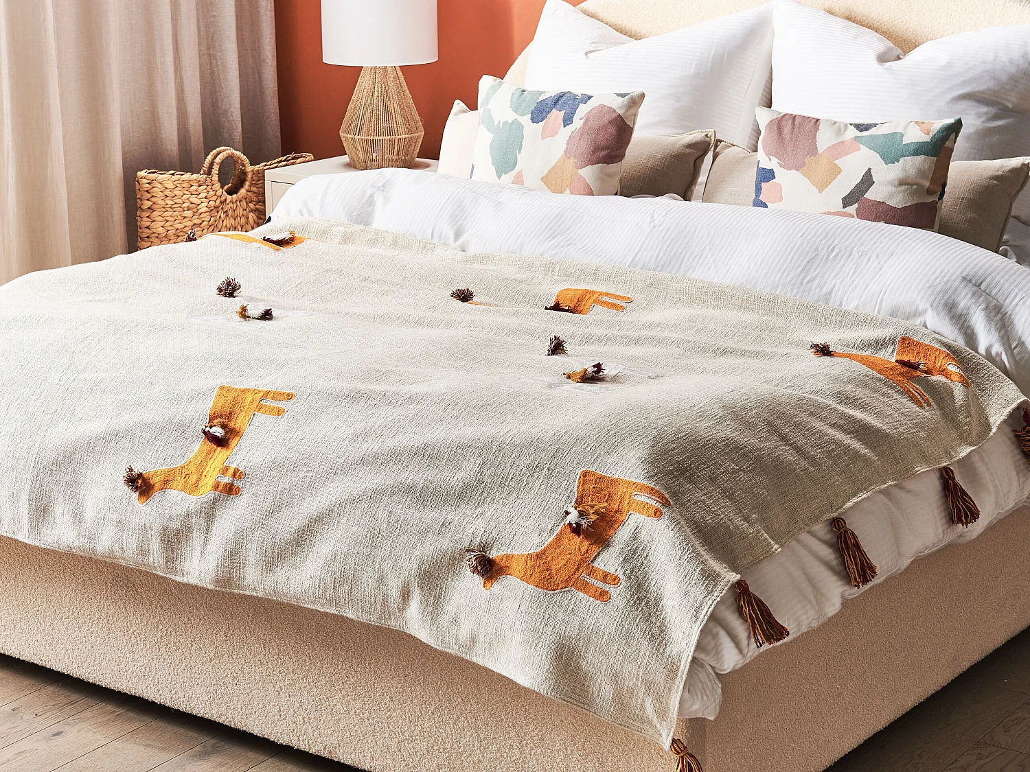 Plaid KHANDWA Katoen 130 x 180 cm Beige