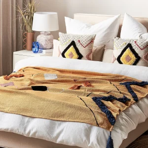 Plaid SHIMLA Katoen 130 x 180 cm Oranje Plaid SHIMLA Katoen 130 x 180 cm Oranje
