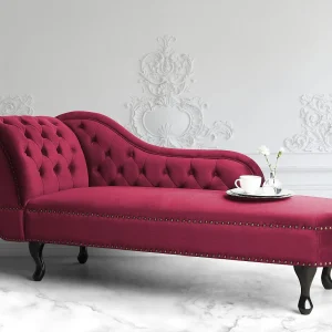 Chaise longue fluweel bordeauxrood linkszijdig NIMES Chaise longue fluweel bordeauxrood linkszijdig NIMES