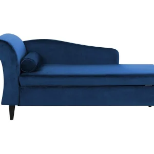 Chaise longue fluweel marineblauw linkszijdig LUIRO Chaise longue fluweel marineblauw linkszijdig LUIRO
