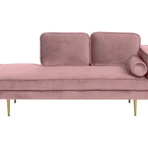 Chaise longue fluweel roze rechtszijdig MIRAMAS Chaise longue fluweel roze rechtszijdig MIRAMAS