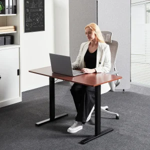 Bureau elektrisch verstelbaar zwart/donkerbruin 120 x 60 cm TAVARES Bureau elektrisch verstelbaar zwart/donkerbruin 120 x 60 cm TAVARES