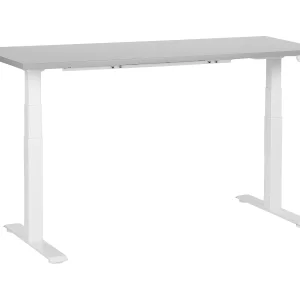 Bureau elektrisch verstelbaar grijs/wit 160 x 72 cm DESTINES Bureau elektrisch verstelbaar grijs/wit 160 x 72 cm DESTINES