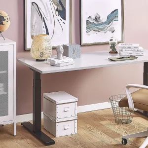 Bureau elektrisch verstelbaar grijs/zwart 130 x 72 cm DESTIN II Bureau elektrisch verstelbaar grijs/zwart 130 x 72 cm DESTIN II