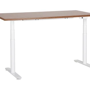 Bureau elektrisch verstelbaar donkerhout/wit 160 x 72 cm DESTINAS Bureau elektrisch verstelbaar donkerhout/wit 160 x 72 cm DESTINAS