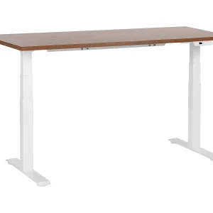 Bureau elektrisch verstelbaar donkerhout/wit 160 x 72 cm DESTINES Bureau elektrisch verstelbaar donkerhout/wit 160 x 72 cm DESTINES