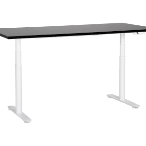 Bureau elektrisch verstelbaar zwart/wit 180 x 80 cm DESTINAS Bureau elektrisch verstelbaar zwart/wit 180 x 80 cm DESTINAS