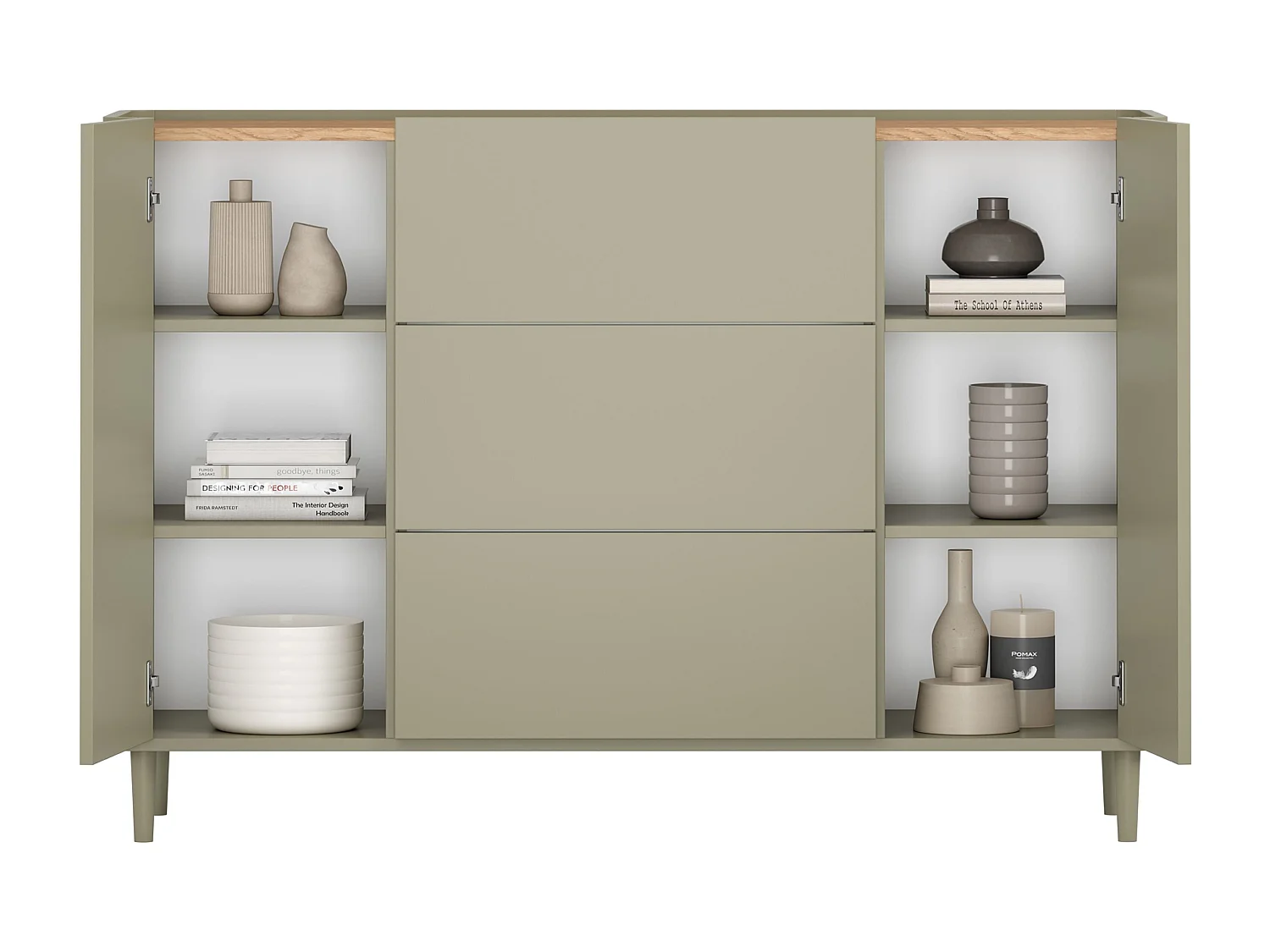 Buffetkast met 2 deuren en 3 lades, 48 x 150 cm