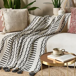 Plaid UNNAO Katoen 130 x 180 cm Wit Plaid UNNAO Katoen 130 x 180 cm Wit