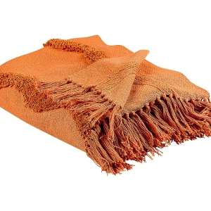 Deken oranje 125 x 150 cm KHARI Deken oranje 125 x 150 cm KHARI